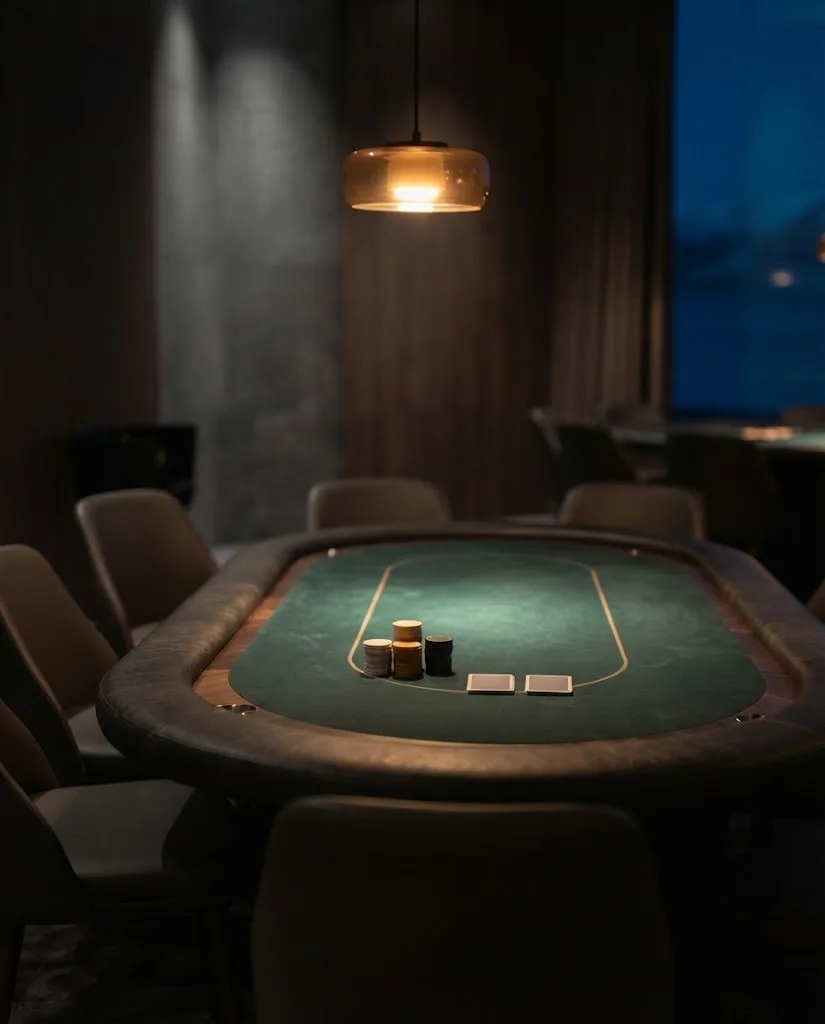 Artist's impression of the planned poker room: a single table with plain chips and no people